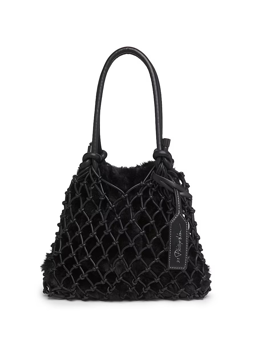 Women's Faux Fur Macrame Mini Bag - Black | Saks Fifth Avenue