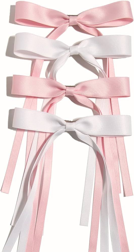 4pcs Hair Clips for Women Tassel Ribbon Bowknot Hair Clips with Long Tail, Women Hair Clip for Gi... | Amazon (US)