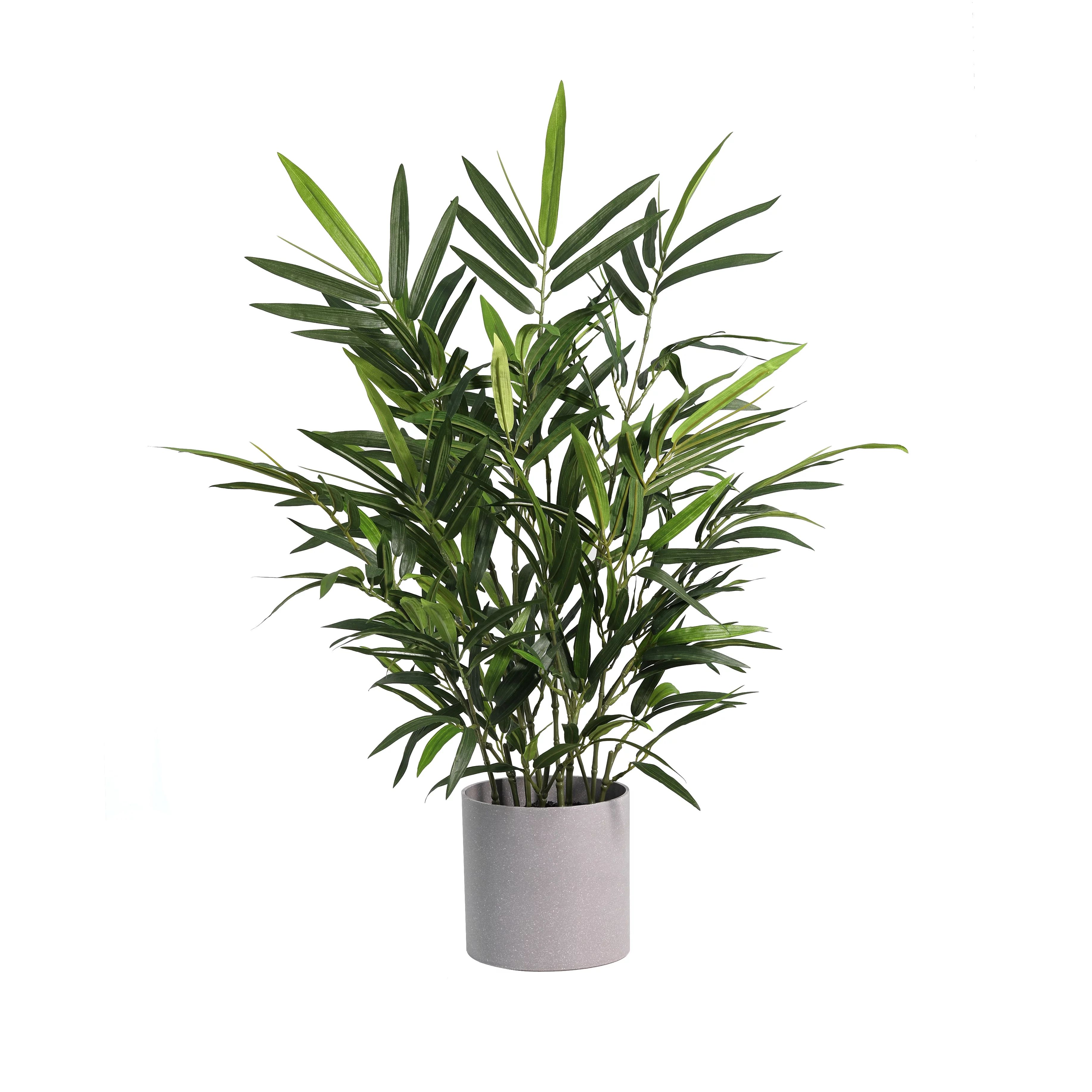 Mainstays 30" Artificial Potted Plant in Green, Bamboo Grey Melamine Pot | Walmart (US)