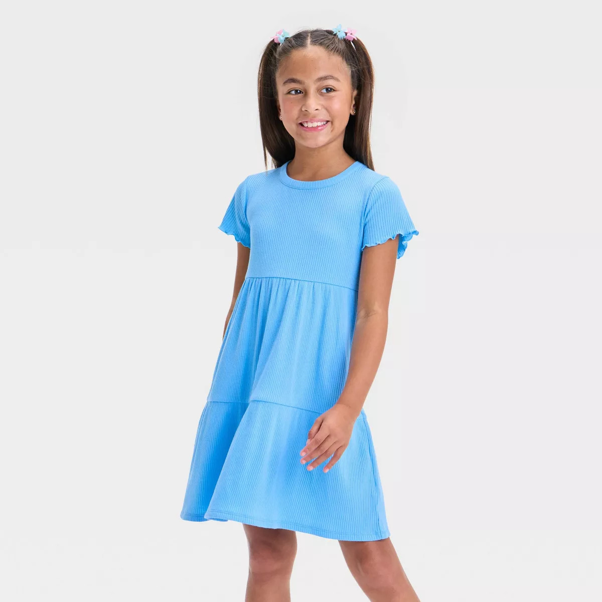 Girls' Short Sleeve Tiered Ribbed Dress - Cat & Jack™ | Target