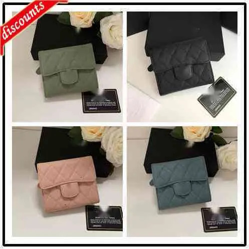 Letter Luxury Brand Design A82288 Plaid Cc Chain Short Wallet Caviar Leather Womens Le Boy Pocket... | DHGate