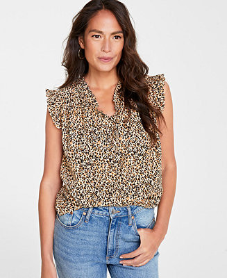 Women's Sleeveless V-Neck Ruffle Top, Created for Macy's | Macy's Canada