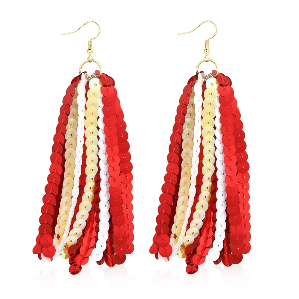 Gift for Football Fans Chiefs Earrings Kansas City Inspired Party Decor Outfits (Red Yellow White... | Amazon (US)
