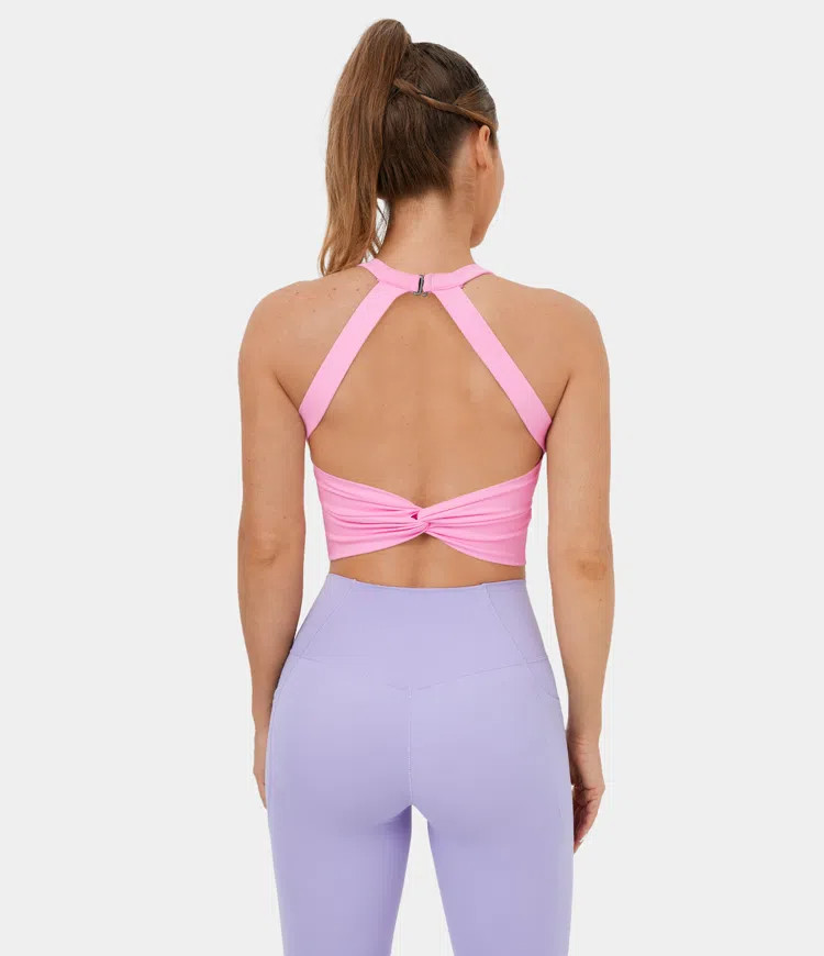 Softlyzero™ Plush Backless Cut Out Twisted Cropped Yoga Tank Top-UPF50+ | HALARA