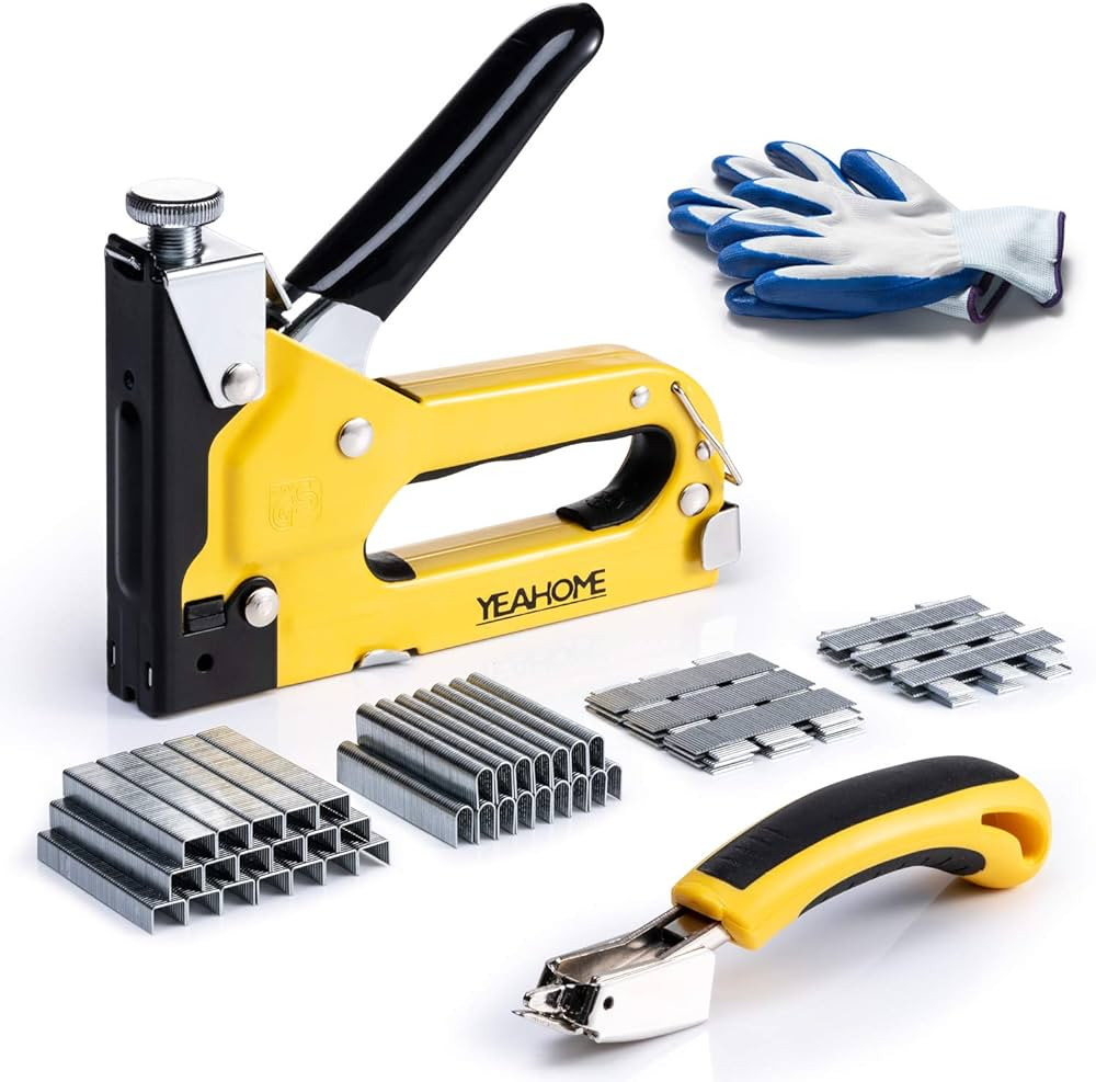 Upholstery 4 in 1 Staple Gun Heavy Duty, with 6000 Staples, Remover, Gloves, Manual Brad Nailer P... | Amazon (US)