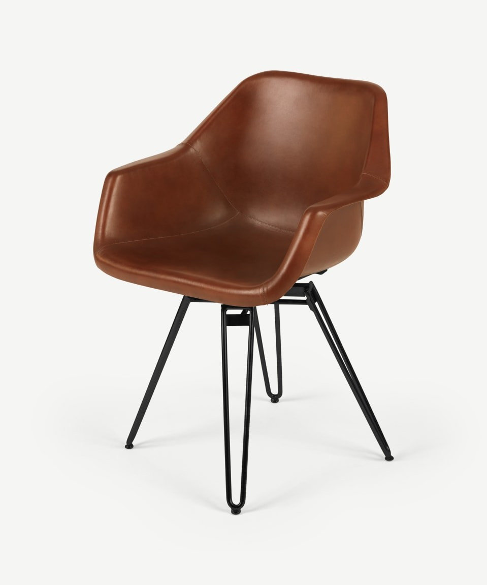 Hektor Tub Office Chair, Tan & Black | Made.com UK
