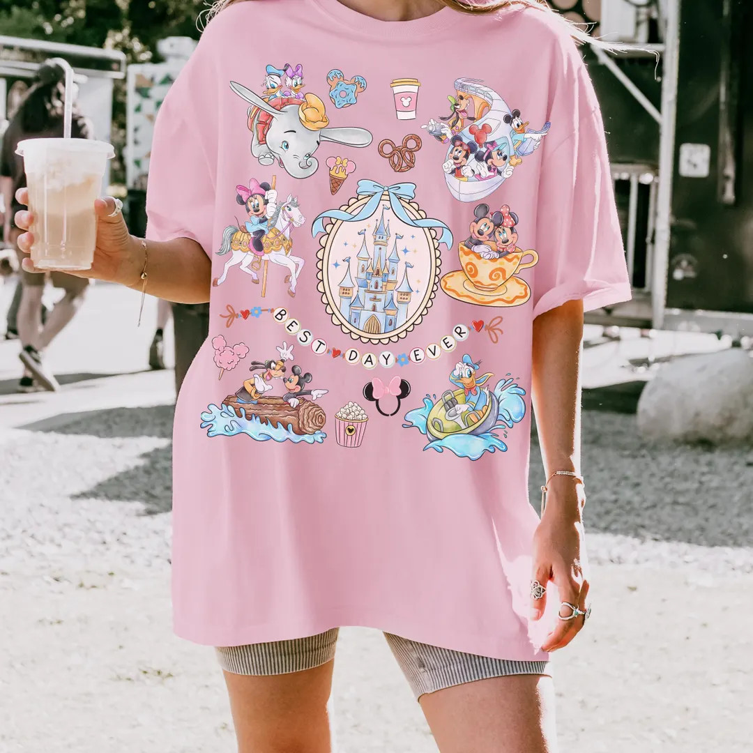 Comfort Color\u00ae Disney Magical Castle With Blue Coquette Best Day Ever Shirt, Mickey Dumbo WD... | Etsy (Global)
