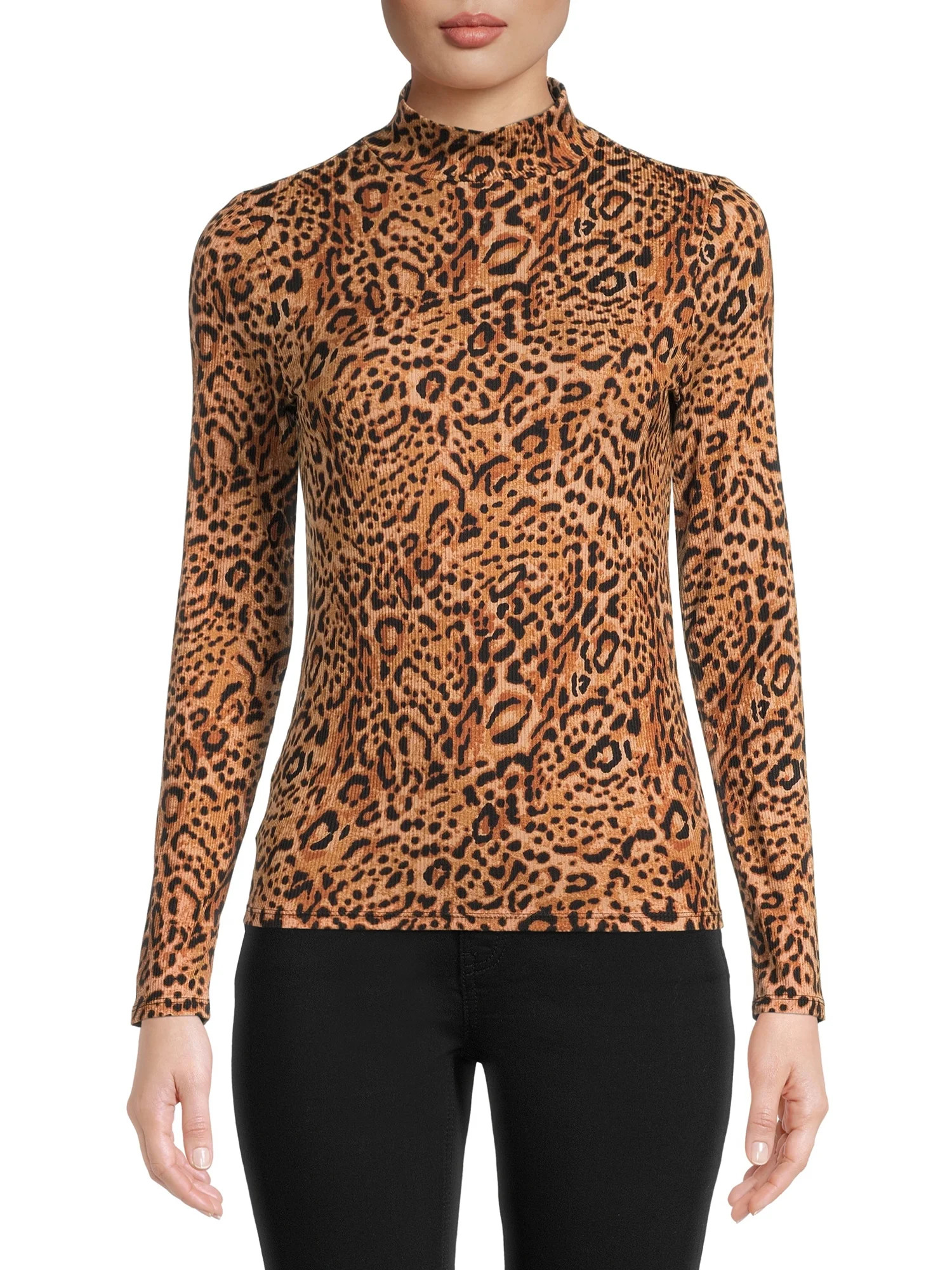 No Boundaries Juniors' Mock Neck Top with Long Sleeves - Walmart.com | Walmart (US)