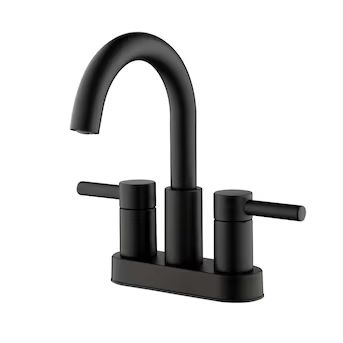 Jacuzzi Duncan Matte Black 2-Handle 4-in centerset WaterSense Bathroom Sink Faucet with Drain wit... | Lowe's