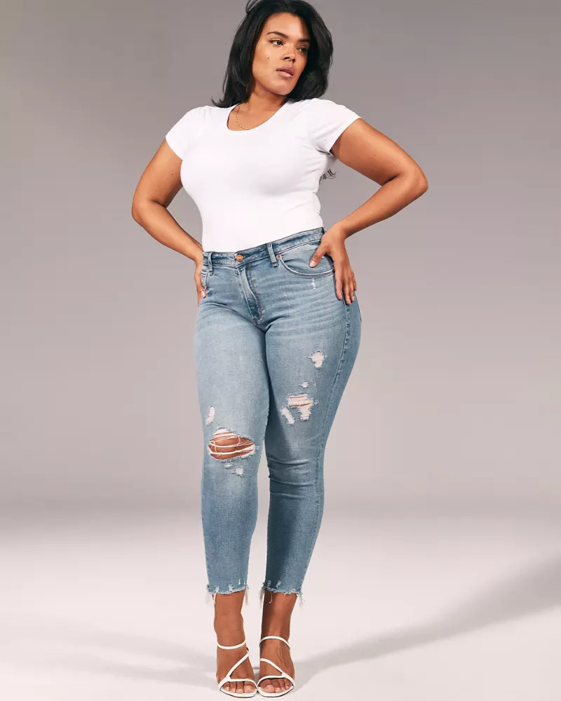 Curve Love High Rise Super Skinny Ankle Jeans | Abercrombie & Fitch US & UK