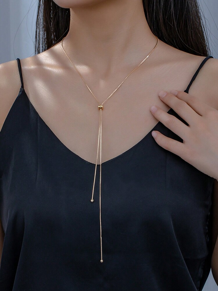 1pc European & American Style Snake Bone Chain For Women, Anti-Tarnishing, Simple Design, Adjustable Length, Deluxe Clavicle Necklace For Women's Daily Wear | SHEIN