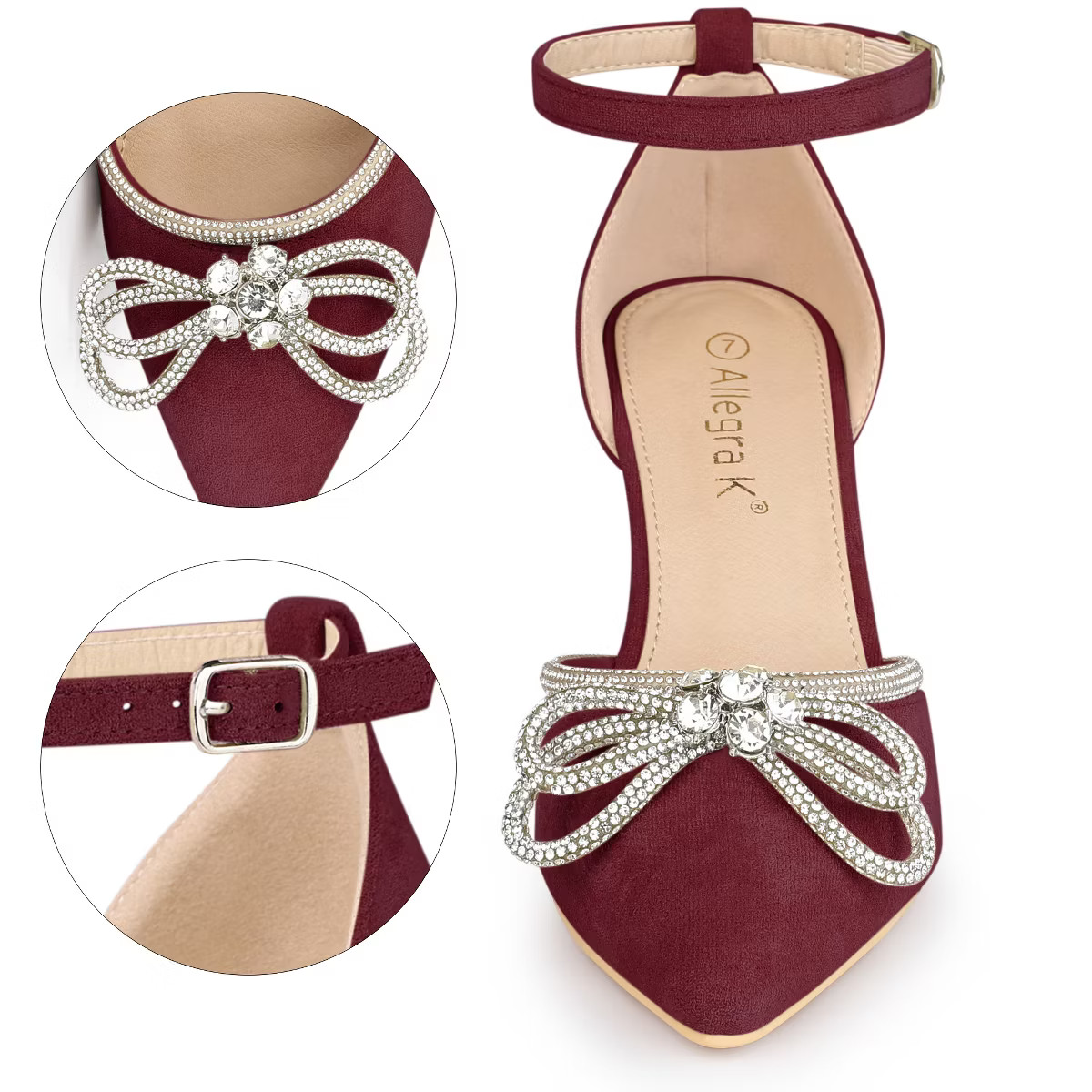 Allegra K Women's Rhinestones Bow Ankle Buckle Strap Stiletto Heel Pumps | Target
