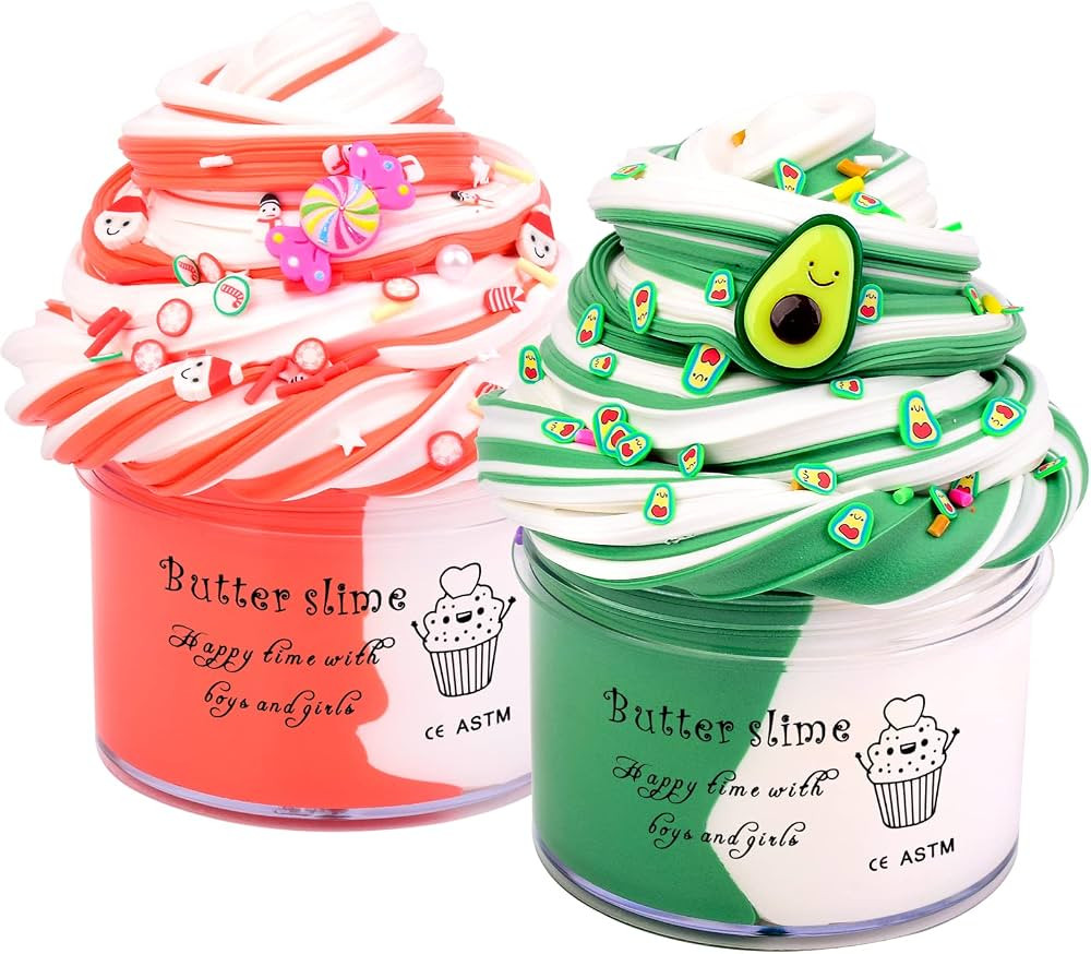 WUJYLY Slime Kit for Girls,2 Pack Butter Slime for Boys,No-Sticky and Soft Dual Colors Slime,Scen... | Amazon (US)
