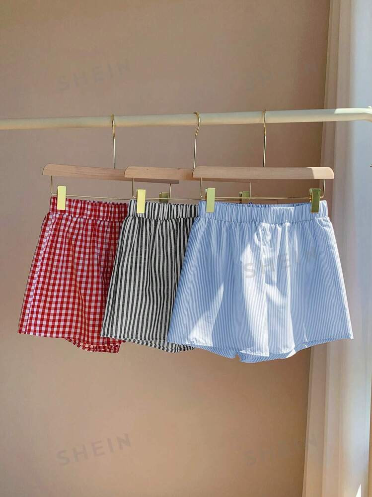 SHEIN Comfortcana 3pcs/Set Stripe Women Short Pants Simple Daily Wear | SHEIN