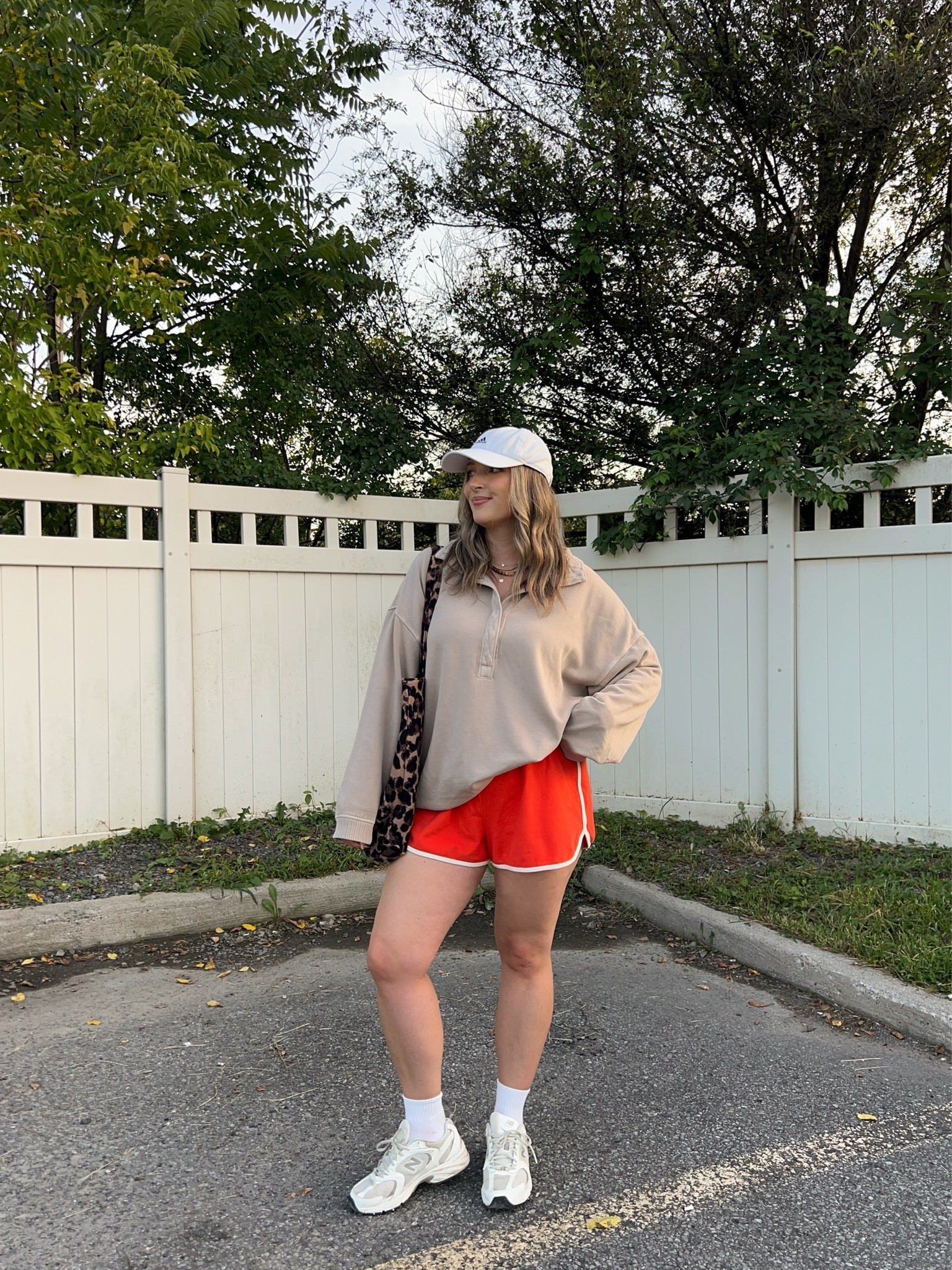 Fall transition walk outfit! Wearing L in both the quarter snap sweatshirt and track shorts. Also linked the new zip version of my sweatshirt! I’m a 9.5-10 shoe and wear a 9 in the new balance sneakers - so comfy for walking!

#LTKfall #LTKmidsize #LTKfitness