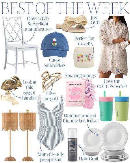 gold clip, travel bag, scalloped lamps, scalloped rattan, scalloped woven, bamboo dining chairs, golf hat, bow sandals, woven sandals, white eyelet coverup, outdoor dining, grandmillennial decor, preppy style

#LTKhome #LTKstyletip #LTKsalealert