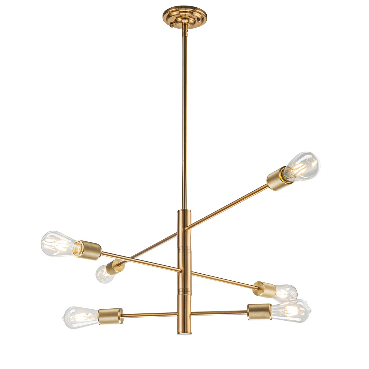 Henleigh 6-Light Modern Linear Chandelier Brass Industrial Lighting Fixture For Dining Room & Kit... | Wayfair North America