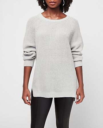 oversized shaker knit deep v-neck tunic sweater | Express