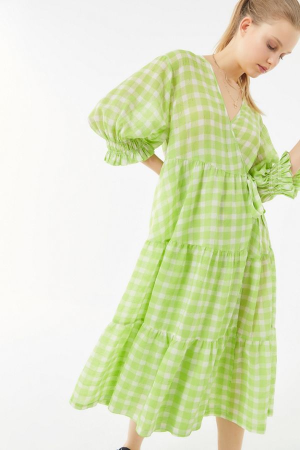 UO Donatella Crinkle Tiered Ruffle Wrap Dress | Urban Outfitters (US and RoW)