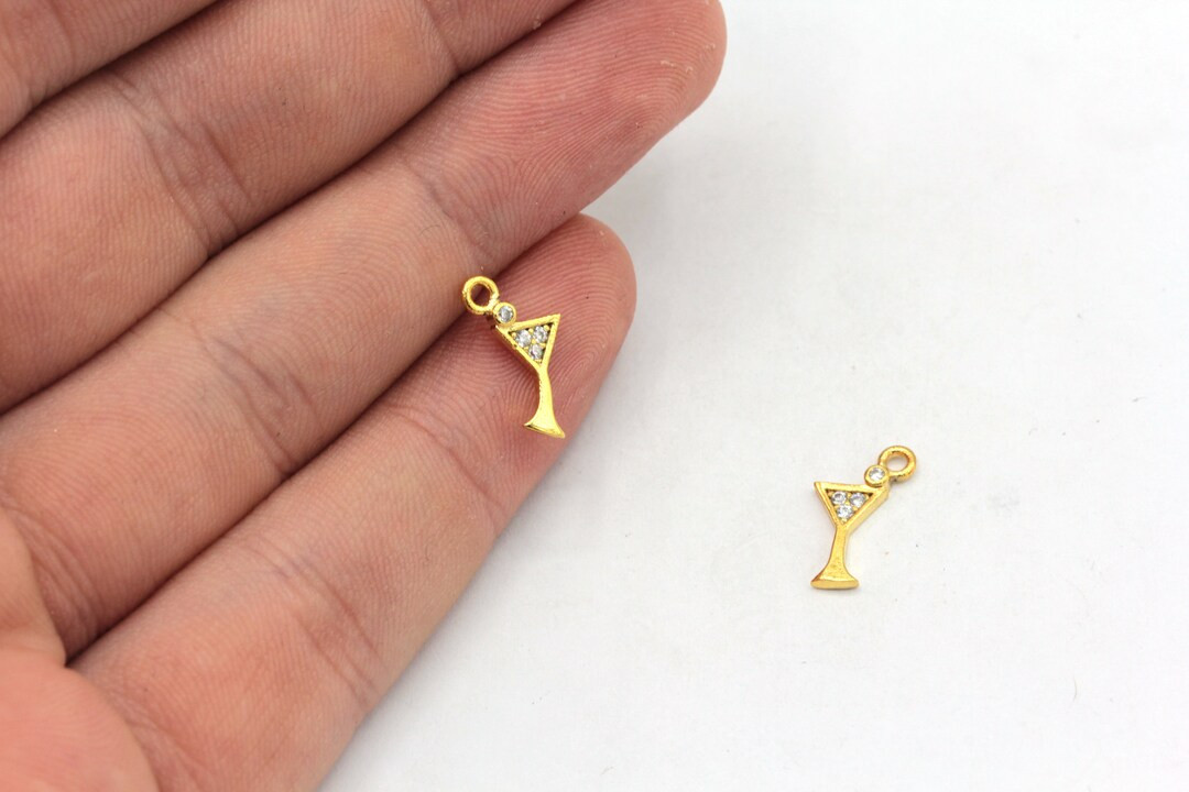 8x12mm 24k Shiny Gold Mini Cocktail Glass Charm, CZ Micro Pave Cocktail Glass Charm, Cocktail Gla... | Etsy (US)