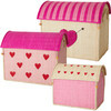 Set of 3 Raffia Storage Baskets, Hearts | Maisonette