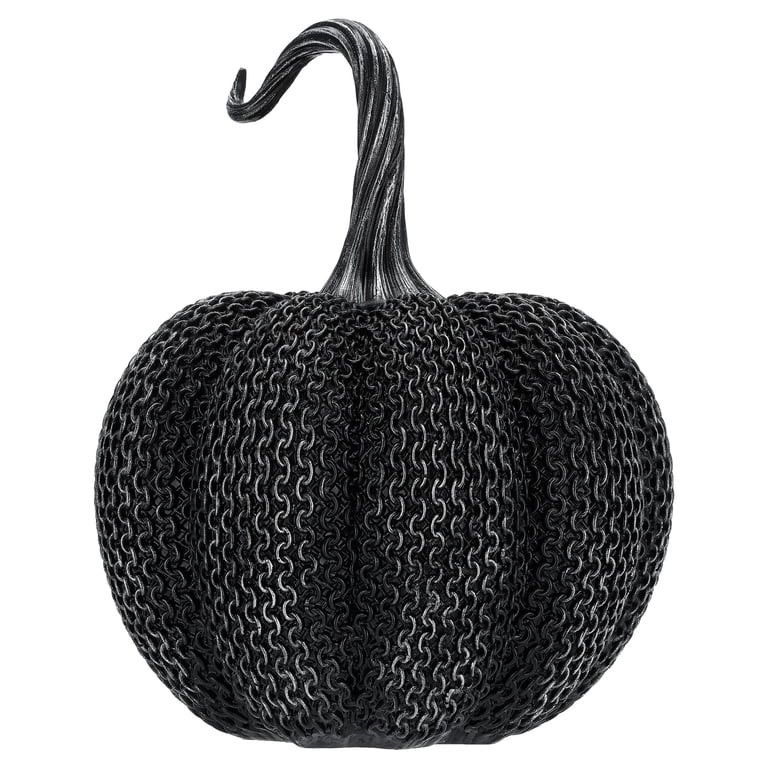 Resin Textured Pumpkin Decoration, Black, 9.5", Halloween by Way To Celebrate | Walmart (US)