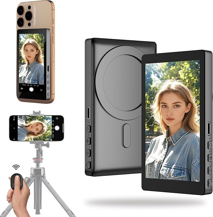 FLATIC Vlog Selfie Monitor Screen for iPhone & Android, 2000mAh Back Camera Monitor Phone with Bl... | Amazon (US)