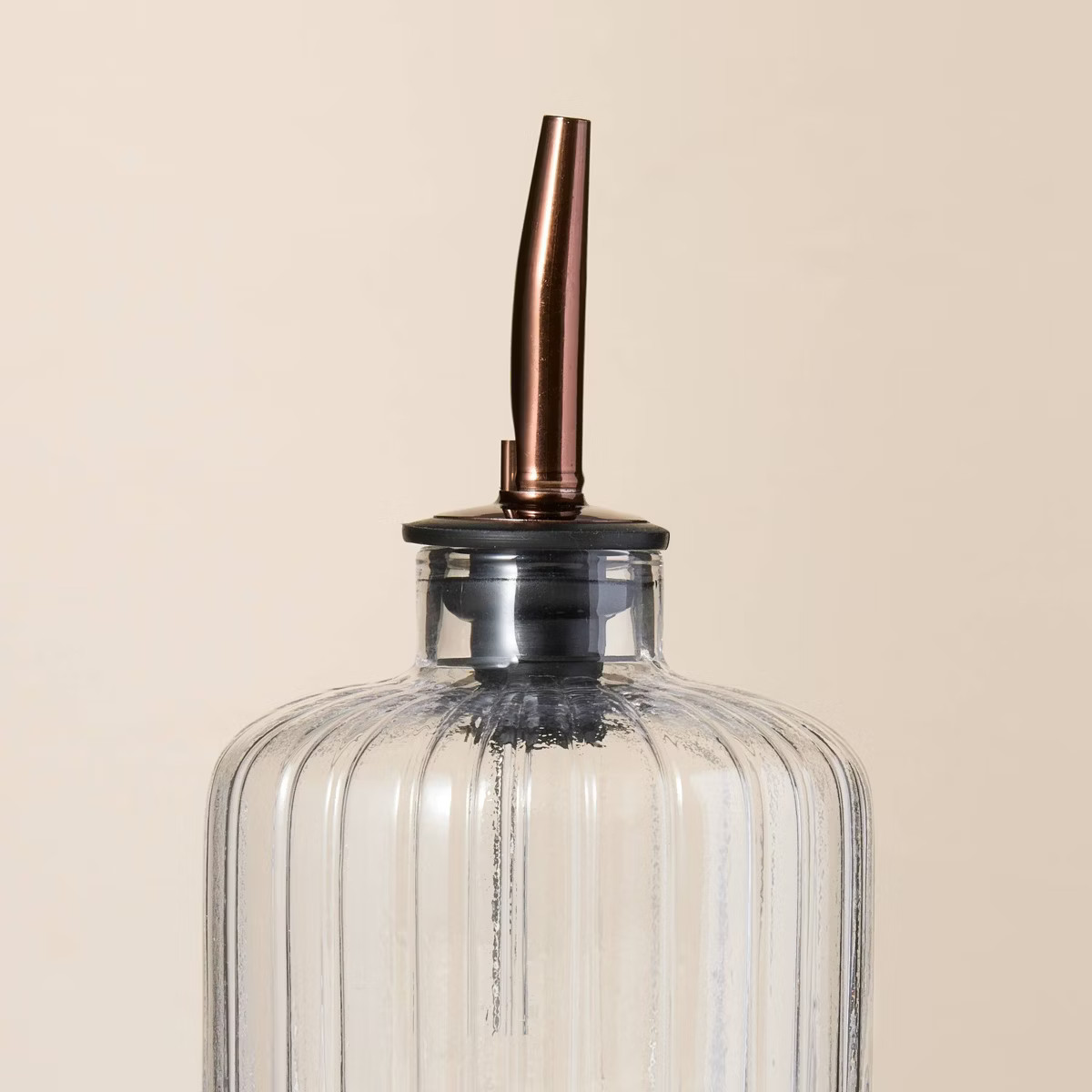 Oil & Vinegar Ribbed Glass Bottle Set with Wood Base - Hearth & Hand™ with Magnolia | Target