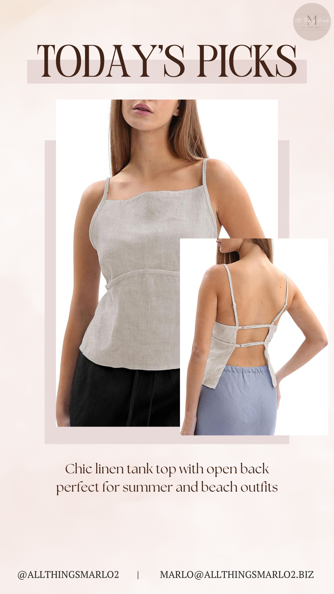 Chic linen tank top with open back perfect for summer and beach outfits 

 #LTKootd #LTKSeasonal #LTKTravel