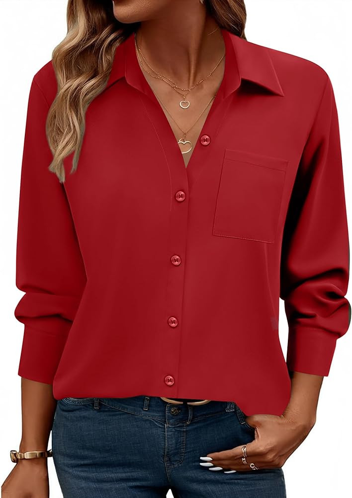 Zeagoo Womens Button Down Shirt Long Sleeve Blouse Business Work Tops Dressy Casual Floral Printe... | Amazon (US)
