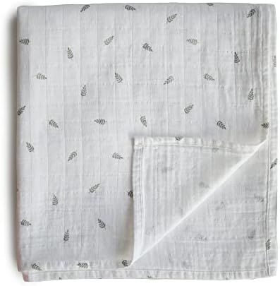 mushie Muslin Baby Swaddle Blanket | 100% Organic Cotton (Leaves) | Amazon (US)