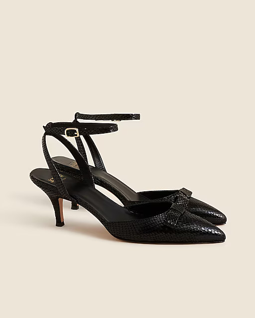 Made-in-Italy Colette bow pumps in snake-embossed leather | J. Crew US
