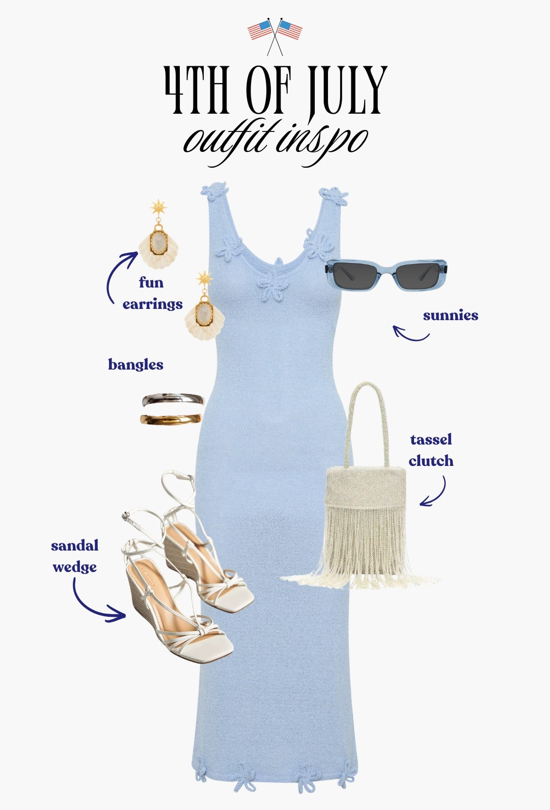 [6/30/26] 4th of July outfit inspo if you want something soft, coastal, and a little dressier. This light blue Meshki dress with beachy accessories feels so pretty for holiday weekend plans!

#LTKgrwm #LTKootd #LTKSeasonal