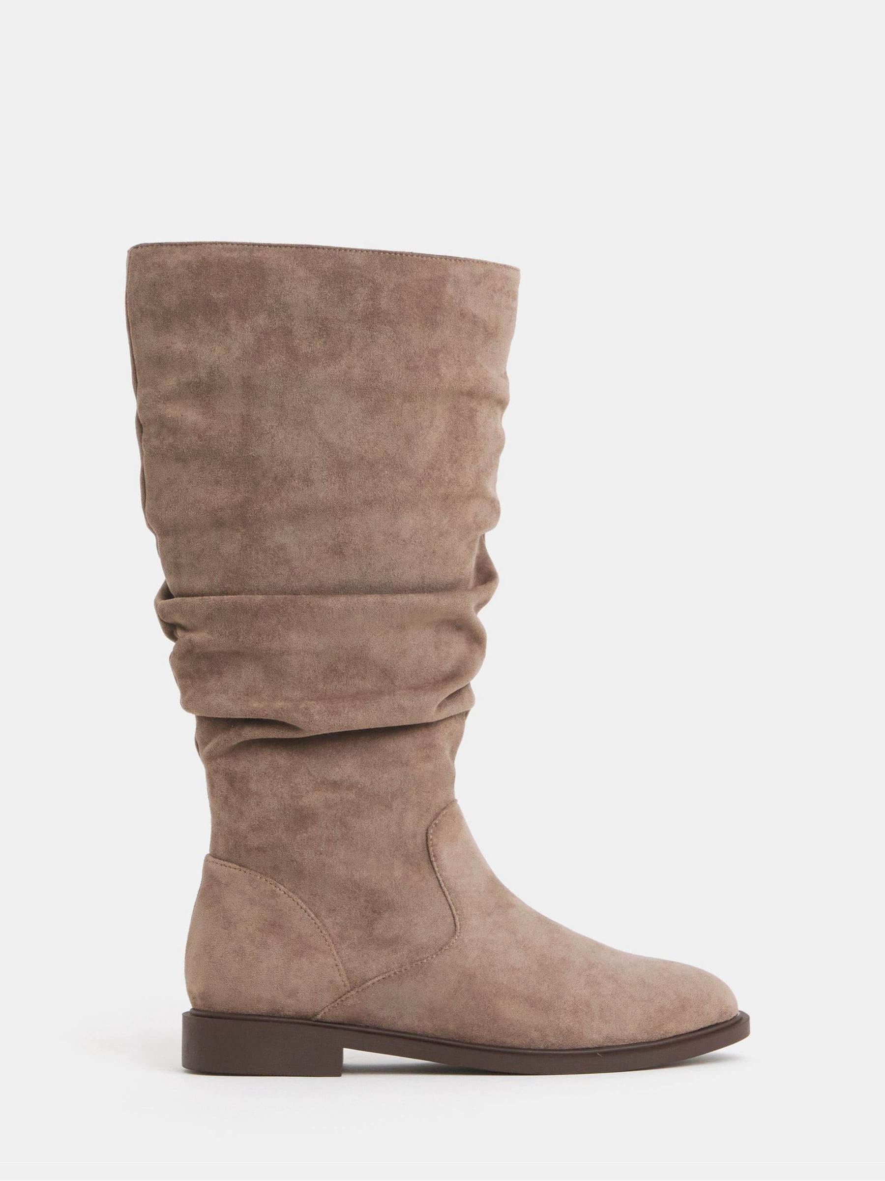 JD Williams JD Williams Nude Wide Fit Knee High Ruched Boots | Next US