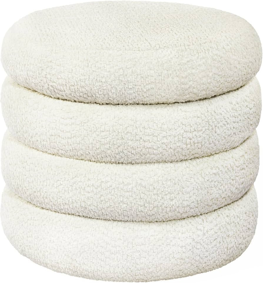 Storage Ottoman, Round Ottoman with Storage, Vanity Stool Foot Rest with Removable Lid, Round Bou... | Amazon (US)