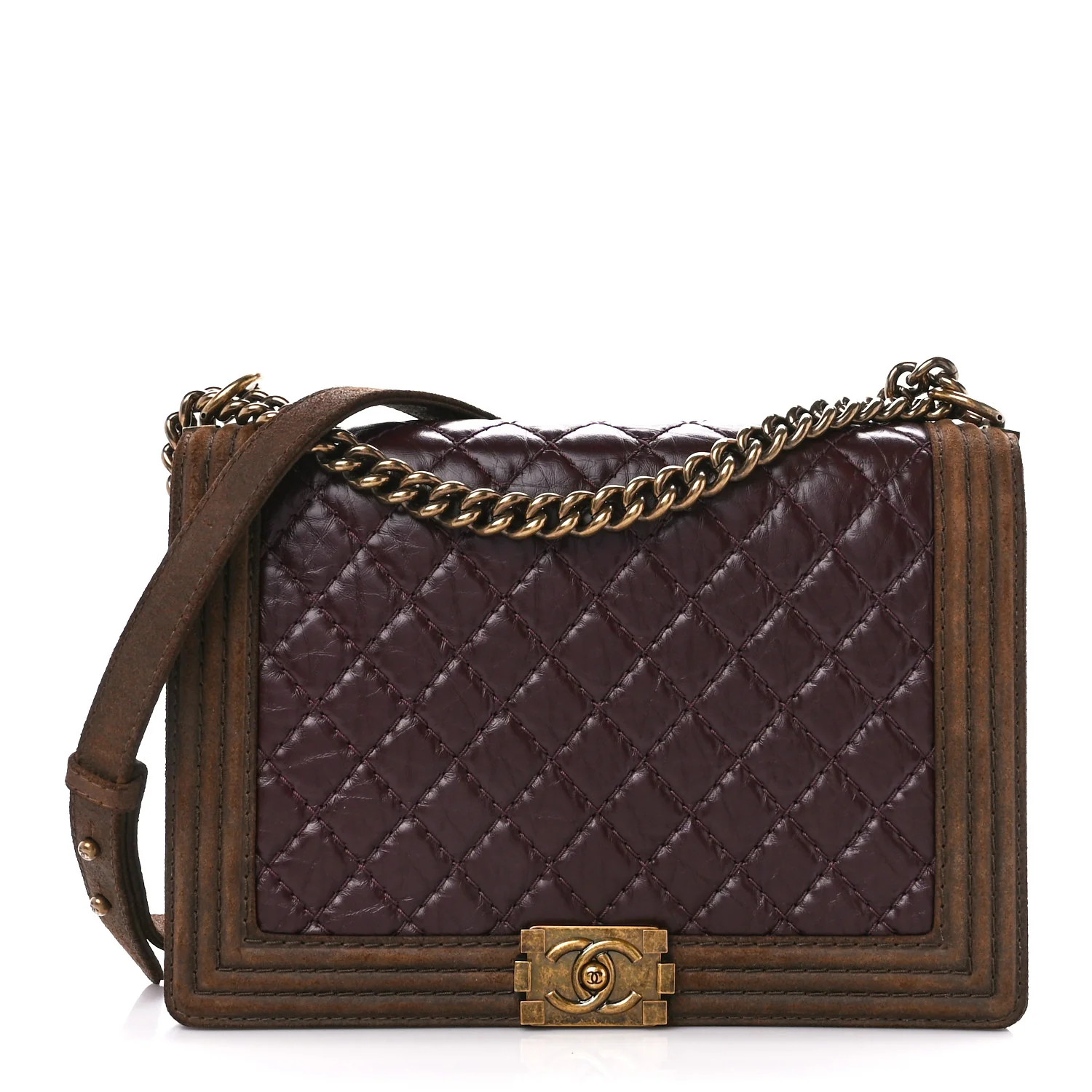 CHANEL Aged Calfskin Nubuck Quilted Large Boy Flap Burgundy | FASHIONPHILE | FASHIONPHILE (US)