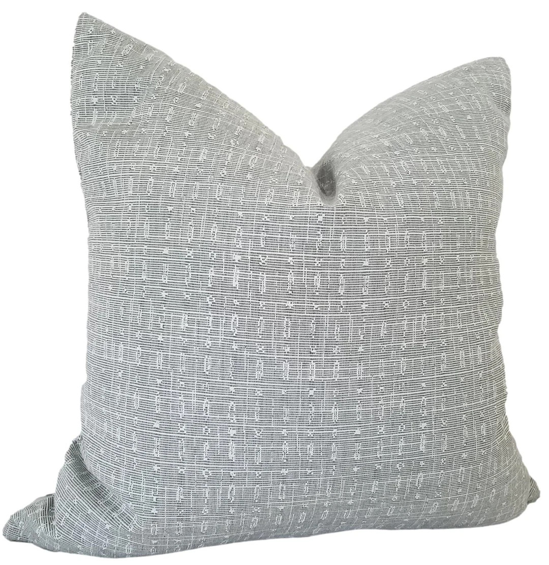 Sunbrella Embrace in Pewter Outdoor Pillow, Grey Pillow, Cushion Cover, Pillow Cover only | Etsy (US)