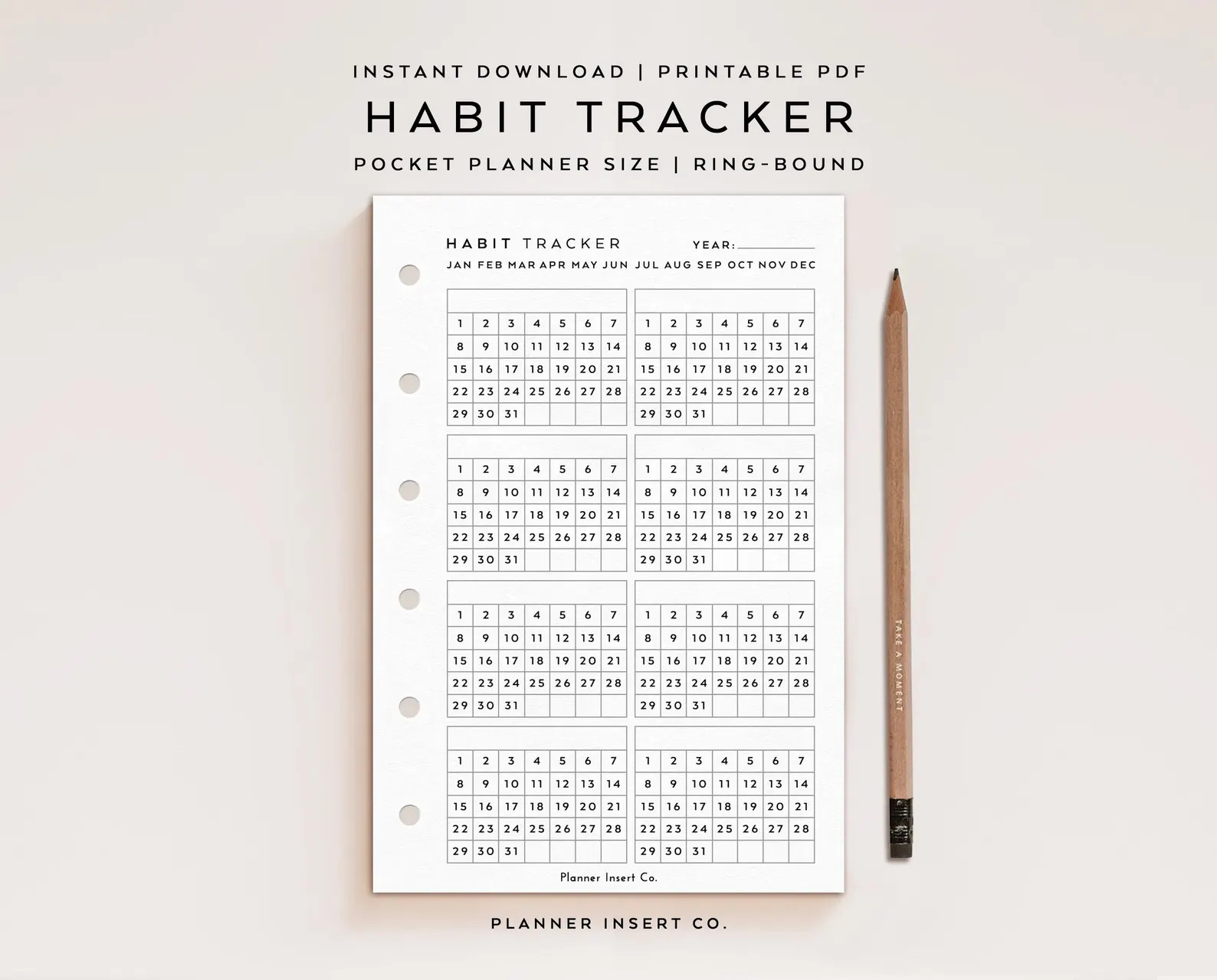 POCKET SIZE // Monthly Habits Tracker Printable Planner Insert / Routine Tracker Checklist / Goal... | Etsy (Global)