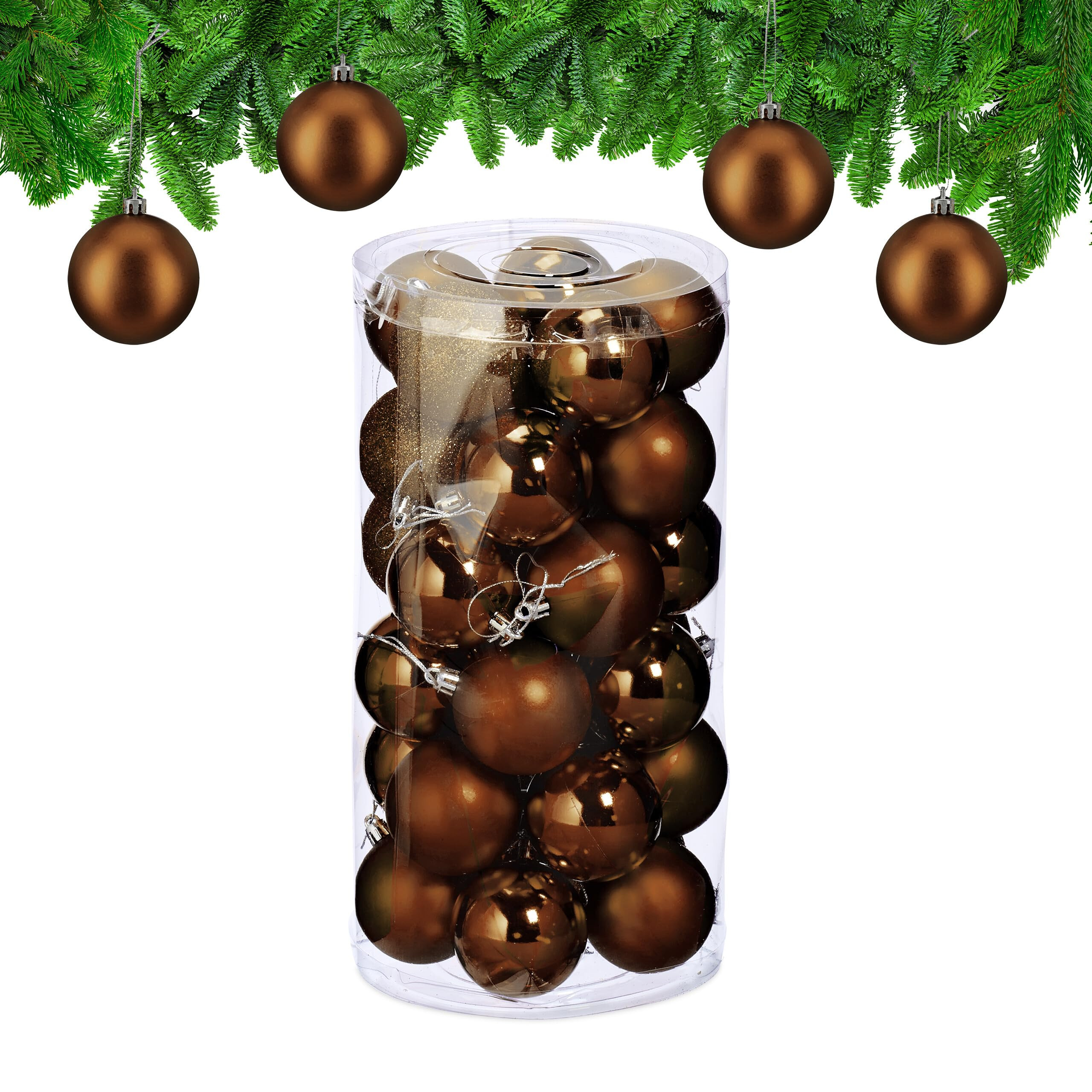 Relaxdays Weihnachtskugeln im 30er Set, Kunststoff, D: 6 cm, runde Weihnachtsbaumdeko, Baumschmuc... | Amazon (DE)
