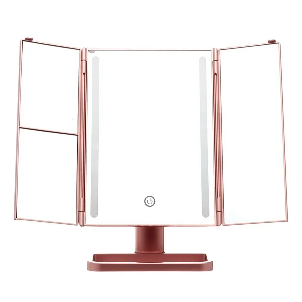 Onyx Professional LED Mirror with In-Base Storage and Magnifying Mirror,ROSE GOLD | Walmart (US)