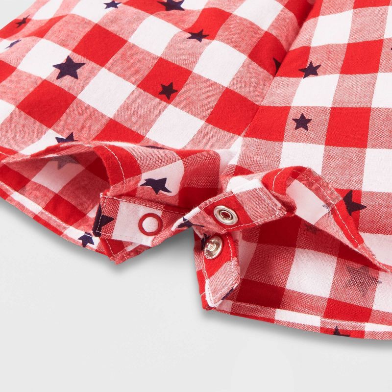 Toddler Girls' Gingham Star Romper - Cat & Jack™ Red | Target