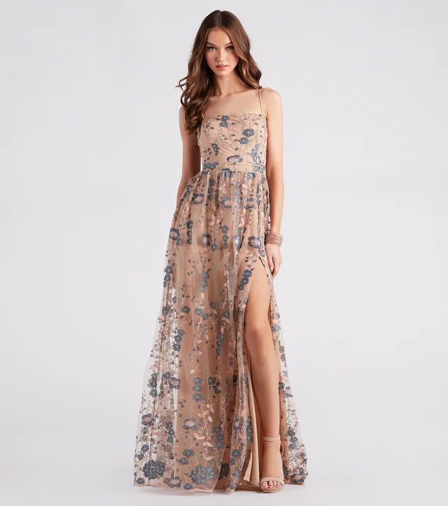 Genevieve Floral Embroidered Formal Dress | Windsor Stores