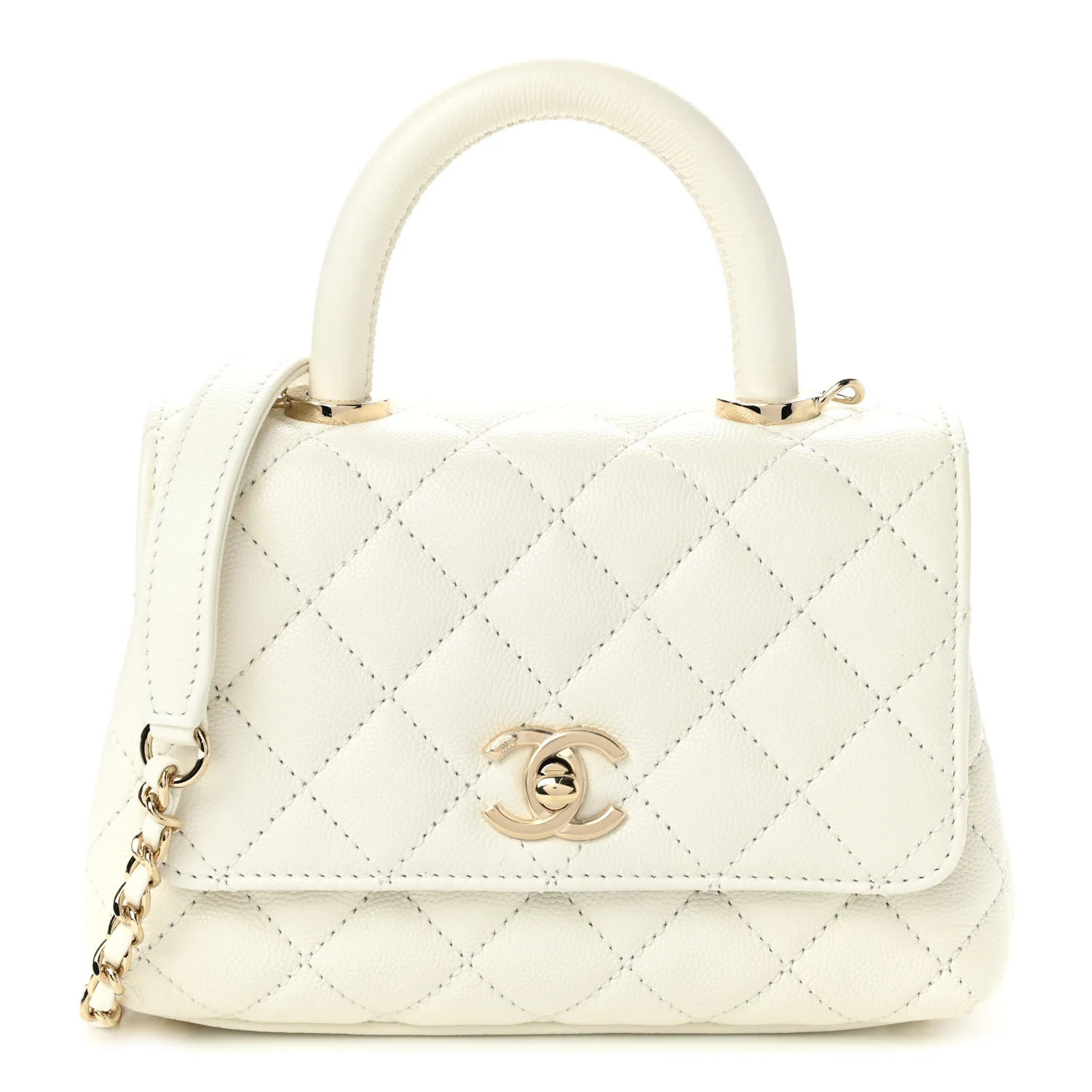 CHANEL Caviar Quilted Extra Mini Coco Handle Flap White | FASHIONPHILE | Fashionphile