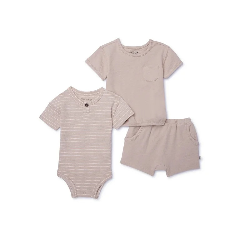 easy-peasy Baby Unisex Short Sleeve Tops and Short Outfit Set, 3-Piece, Sizes 0-24 Months | Walmart (US)