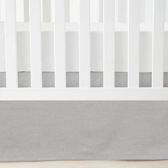 Lush Décor Printed Linen Textured Solid Crib Skirt - Gray Single | Target