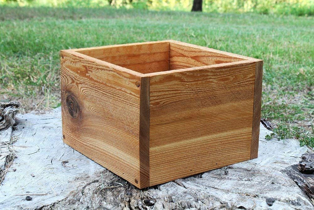 New Cedar Square Rustic Farm Planters Box 8"W, 10"W and 12"W (5" - Tall Version) | Amazon (US)