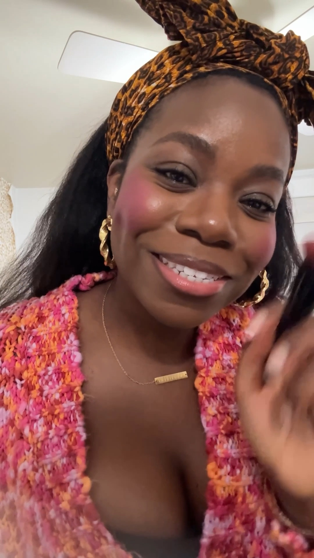 Hey beautiful! I’m just over here chatting as I try on 2 different blushes for the first time. 
Makeup products used:
Black Opal Foundation stick in Au Chocolat used as concealer and Black Walnut for contour. NYX eye brow gel and snatched eyebrow pen, Better than sex mascara, NYX brown lip liner and Fenty Beauty lip oil

#LTKgrwm #LTKdayinmylife #LTKBeauty