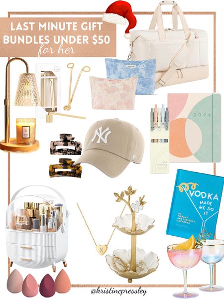 Last minute gift bundles for her all under $50. Travel bundle. Travel gift. Home gift. Trendy gift. Fashion gift. Jewelry gift. Hostess gift. Planner. Jewelry holder. Initial necklace. Wax warmer. Weekender bag. Coupe glasses. Wine glasses.sister gift. Mom gift. Best friend gift. Affordable gifts for her.

#LTKfindsunder50 #LTKGiftGuide #LTKSeasonal