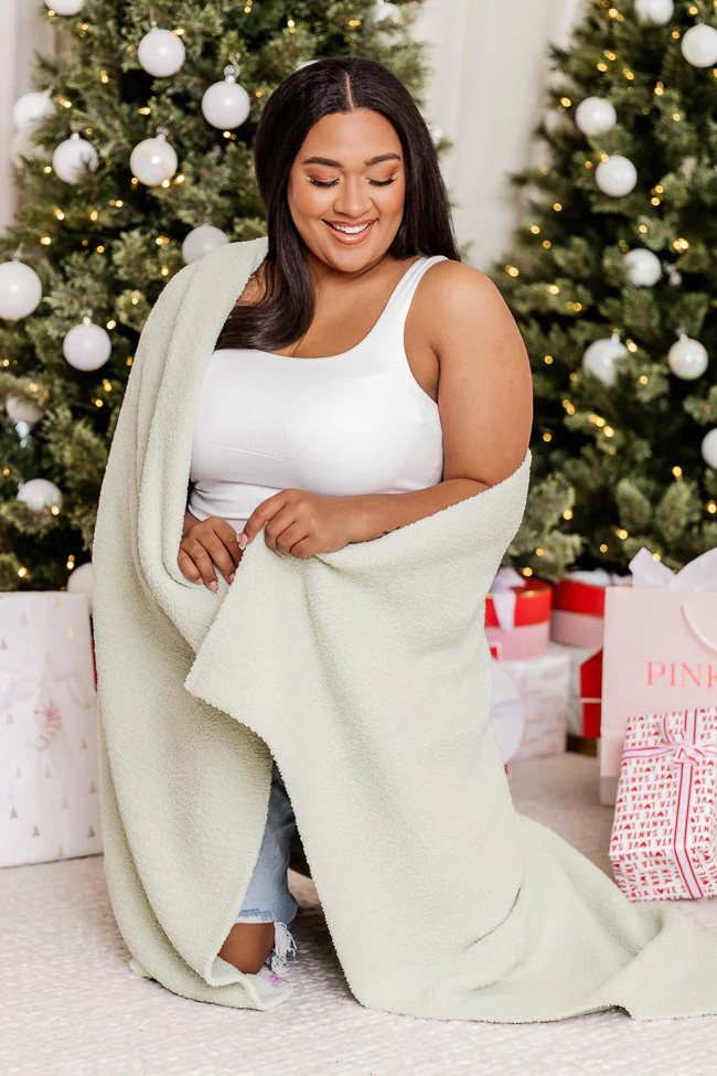 Make Me Believe Solid Sage Blanket | Pink Lily