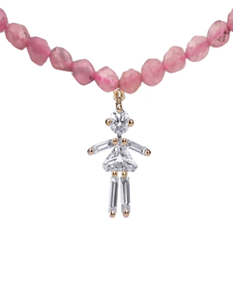 LITTLE ONES PARIS Diamond Girl Beaded Necklace, Pink | Neiman Marcus